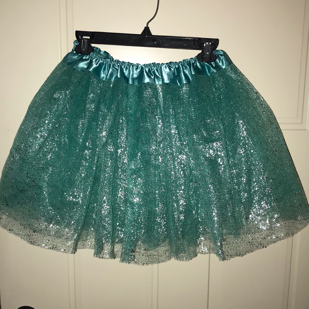 SIMPLICITY TEAL METALLIC SILVER ADULT TUTU COSTUME